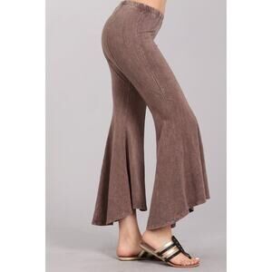 Chatoyant Mineral Wash Cropped Flare Bells Desert Taupe Medium